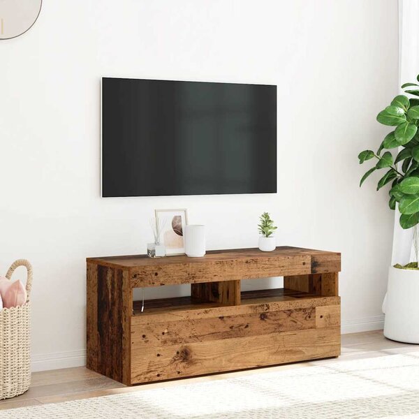 VidaXL TV stolek s LED 90 x 35 x 40 cm kompozitní dřevo [862554] Barva: Bílá