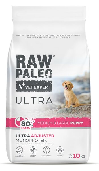 VEE VETEXPERT Raw Paleo Ultra Mono Pork Medium & Large Puppy - suché krmivo pro psy - 10kg