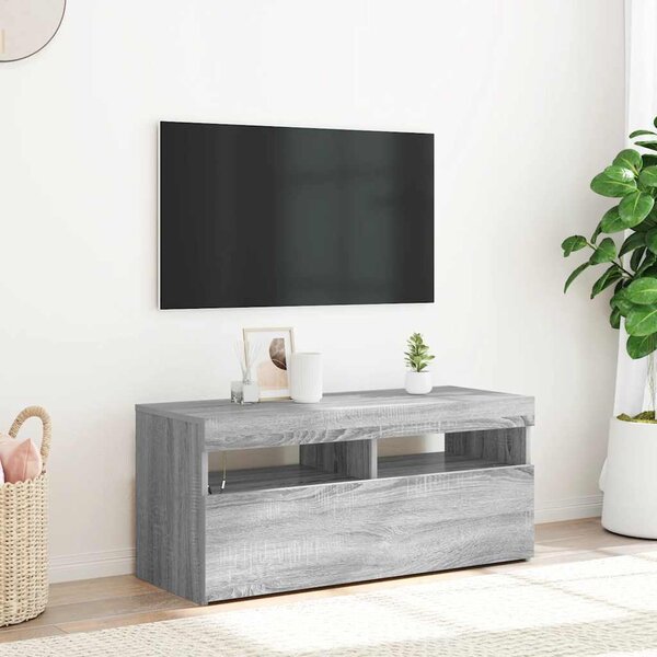 VidaXL TV stolek s LED 90 x 35 x 40 cm kompozitní dřevo [862554] Barva: Bílá