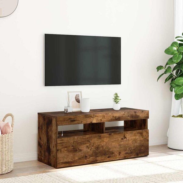 VidaXL TV stolek s LED 90 x 35 x 40 cm kompozitní dřevo [862554] Barva: Bílá