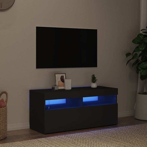 VidaXL TV stolek s LED 90 x 35 x 40 cm kompozitní dřevo [862554] Barva: Bílá