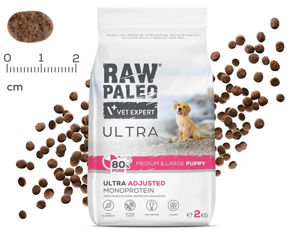 VEE VETEXPERT Raw Paleo Ultra Mono Pork Medium & Large Puppy - suché krmivo pro psy - 10kg