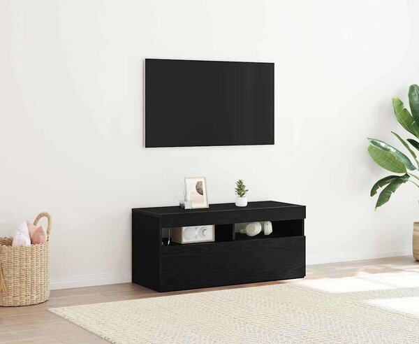 VidaXL TV stolek s LED 90 x 35 x 40 cm kompozitní dřevo [862554] Barva: Bílá