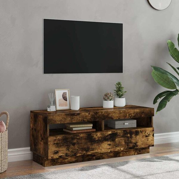 VidaXL TV skříňka s LED 100 x 35 x 40 cm kompozitní dřevo [862565] Barva: bílá s vysokým leskem
