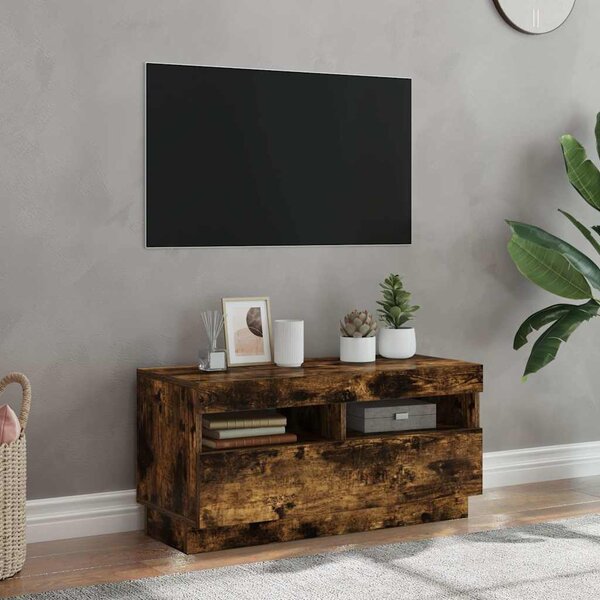 VidaXL TV skříňka s LED 80 x 35 x 40 cm kompozitní dřevo [862566] Barva: bílá s vysokým leskem