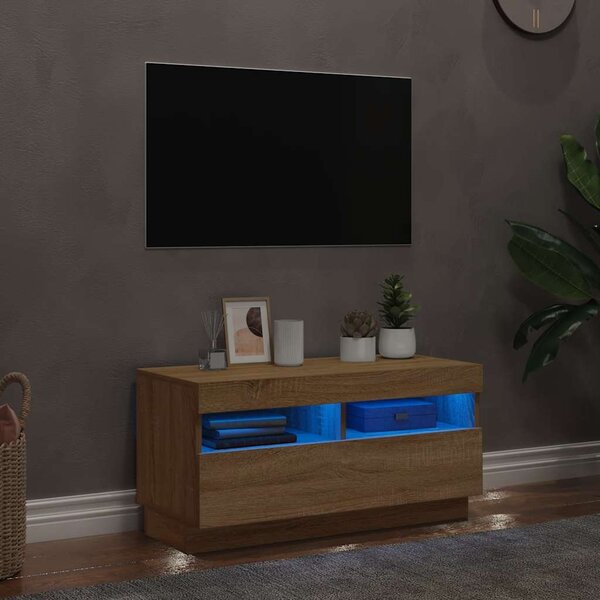 VidaXL TV skříňka s LED 80 x 35 x 40 cm kompozitní dřevo [862566] Barva: bílá s vysokým leskem