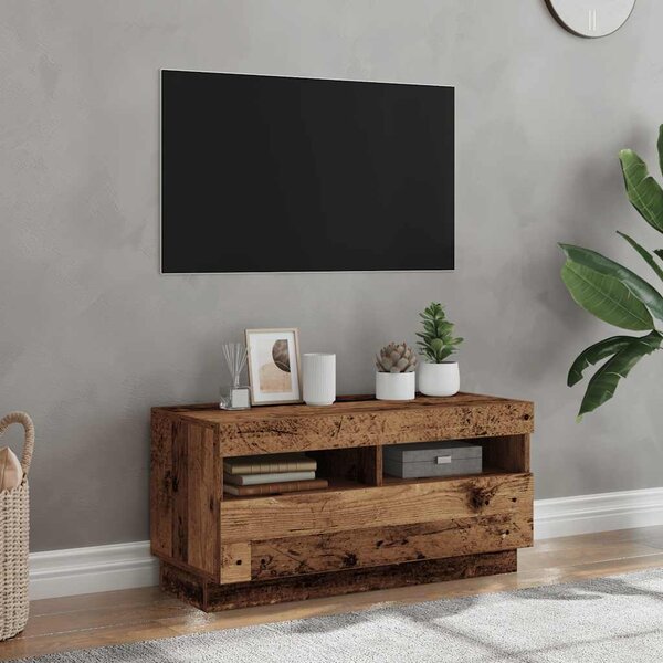 VidaXL TV skříňka s LED 80 x 35 x 40 cm kompozitní dřevo [862566] Barva: bílá s vysokým leskem