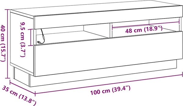 VidaXL TV skříňka s LED 100 x 35 x 40 cm kompozitní dřevo [862565] Barva: bílá s vysokým leskem
