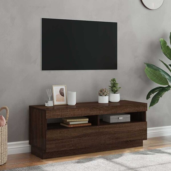 VidaXL TV skříňka s LED 100 x 35 x 40 cm kompozitní dřevo [862565] Barva: bílá s vysokým leskem