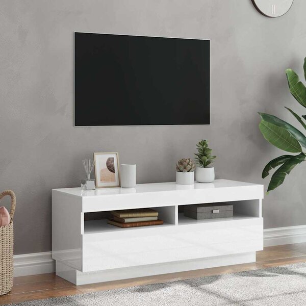 VidaXL TV skříňka s LED 100 x 35 x 40 cm kompozitní dřevo [862565] Barva: bílá s vysokým leskem