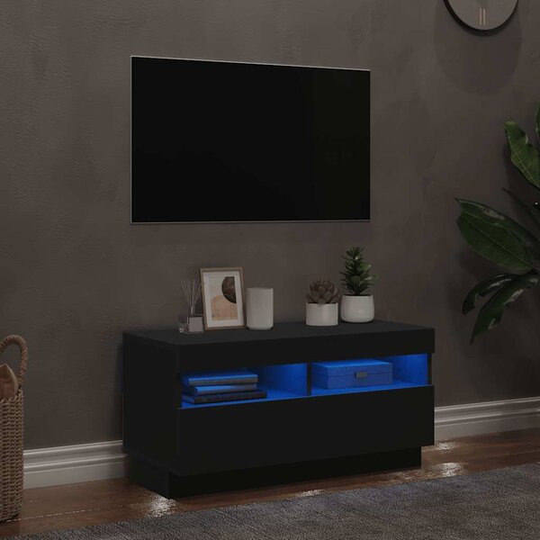 VidaXL TV skříňka s LED 80 x 35 x 40 cm kompozitní dřevo [862566] Barva: bílá s vysokým leskem