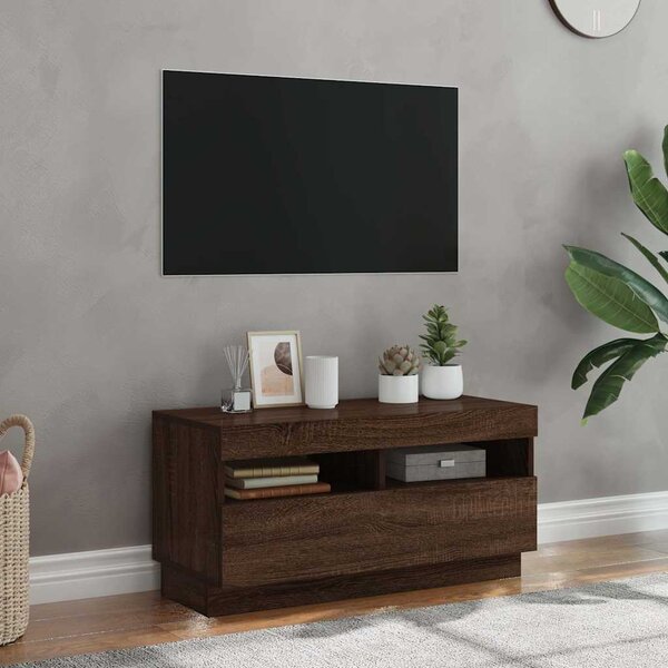 VidaXL TV skříňka s LED 80 x 35 x 40 cm kompozitní dřevo [862566] Barva: bílá s vysokým leskem