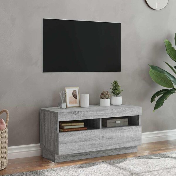 VidaXL TV skříňka s LED 80 x 35 x 40 cm kompozitní dřevo [862566] Barva: bílá s vysokým leskem