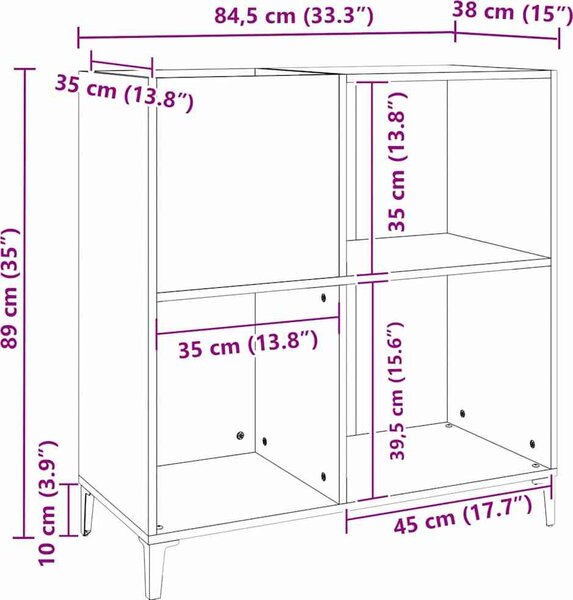 VidaXL Skříňka na LP desky 84,5 x 38 x 89 cm kompozitní dřevo [831997] Barva: kouřový dub