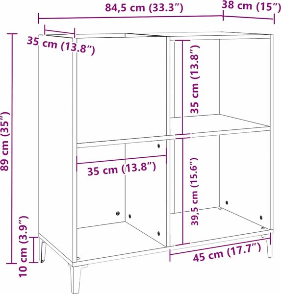 VidaXL Skříňka na LP desky 84,5 x 38 x 89 cm kompozitní dřevo [831997] Barva: kouřový dub