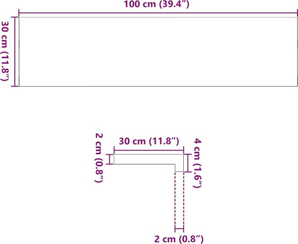 VidaXL Parapety 2 ks 100 x 30 x 2 cm Masivní dubové dřevo [4009152] Barva: světle hnědá