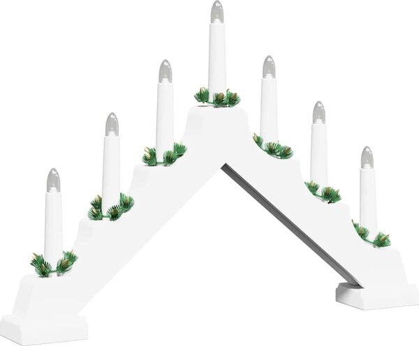 VidaXL Vánoční svíčkový most 7 LED Teplá 39.5 x 5 x 29 cm [42019703] Barva: Bílá