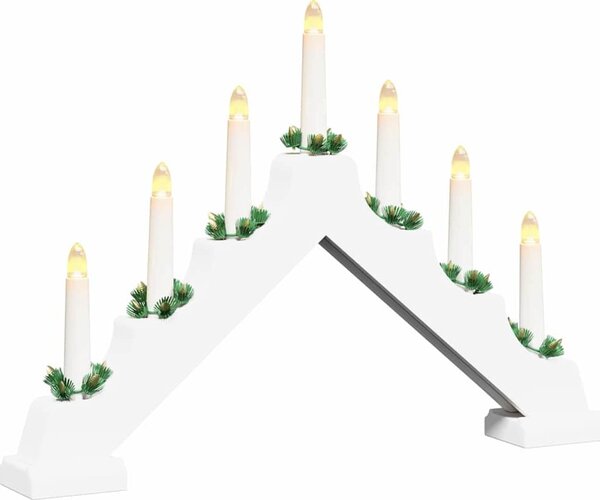 VidaXL Vánoční svíčkový most 7 LED Teplá 39.5 x 5 x 29 cm [42019703] Barva: Bílá