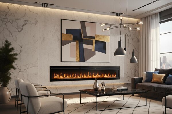 CHEMIN'ARTE - Elektrický vestavný krb Elysée Infinity 228 cm LED efekt plamene, programovatelné topení, dálkové ovládání