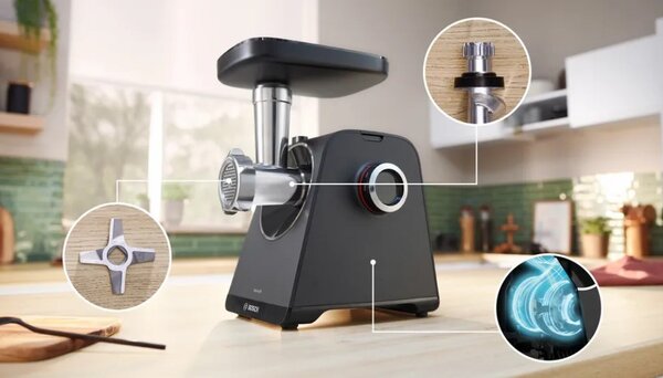 Bosch Serie 4 MFWS440B mlýnek na maso 1900 W Černá, Stříbrná