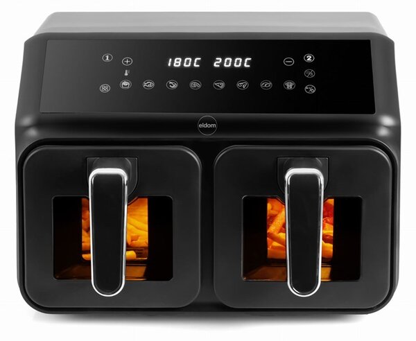 ELDOM Dvojitá beztuková fritéza, 2200 W, objem 8 l, LED displej
