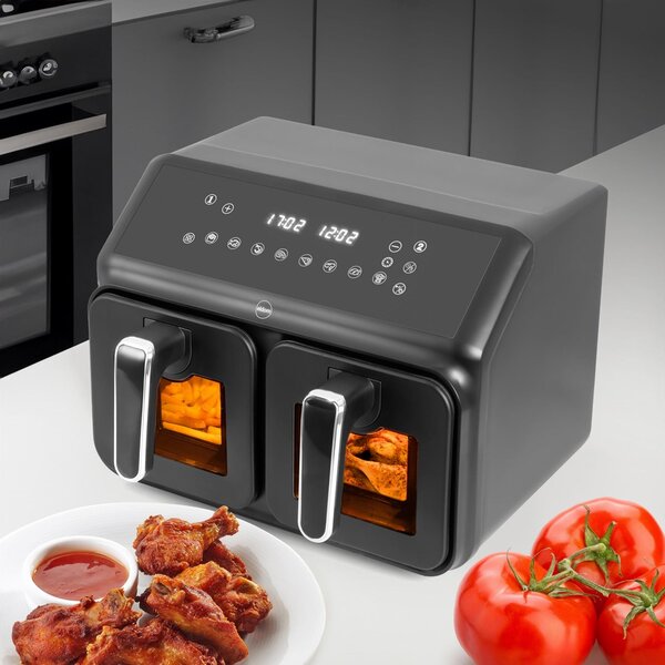 ELDOM Dvojitá beztuková fritéza, 2200 W, objem 8 l, LED displej