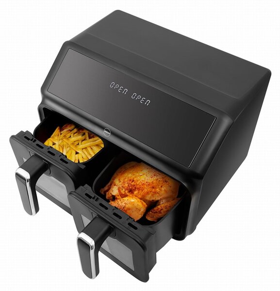 ELDOM Dvojitá beztuková fritéza, 2200 W, objem 8 l, LED displej