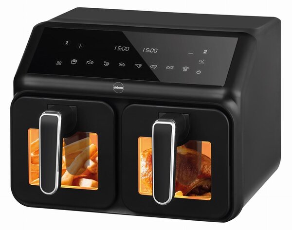 ELDOM Dvojitá beztuková fritéza, 2200 W, objem 8 l, LED displej