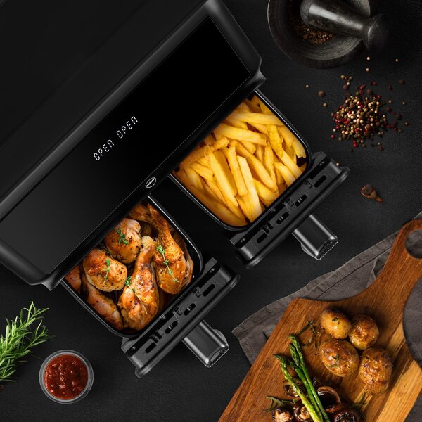 ELDOM Dvojitá beztuková fritéza, 2200 W, objem 8 l, LED displej