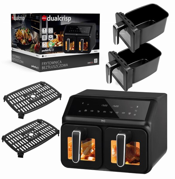 ELDOM Dvojitá beztuková fritéza, 2200 W, objem 8 l, LED displej