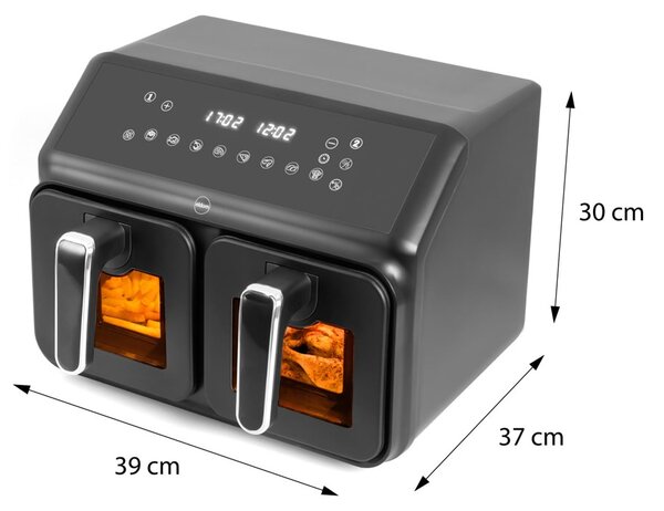 ELDOM Dvojitá beztuková fritéza, 2200 W, objem 8 l, LED displej