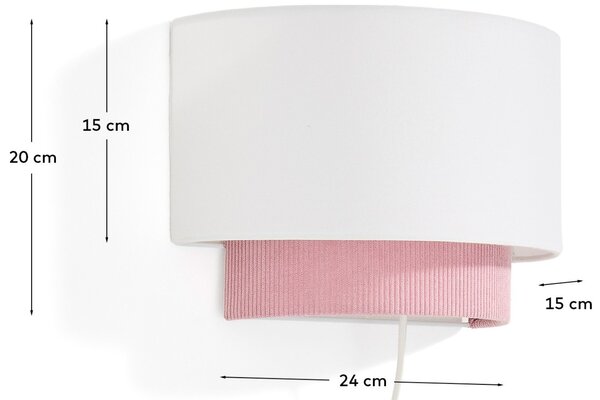 Kave Home Růžové nástěnné světlo Bianella 30 cm