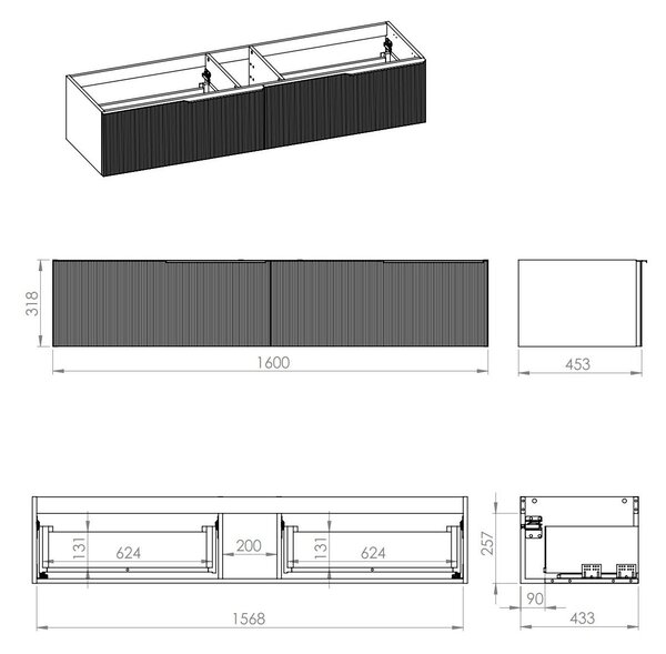 Elita Soho Slim skříňka 160x45.3x31.8 cm pod umyvadlo závěsná béžová RE081604047020