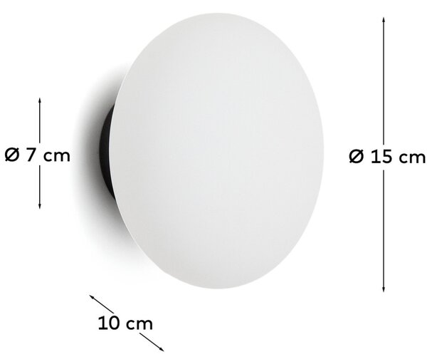 Kave Home Skleněné nástěnné světlo s černou základnou Bamila Ø 15 cm