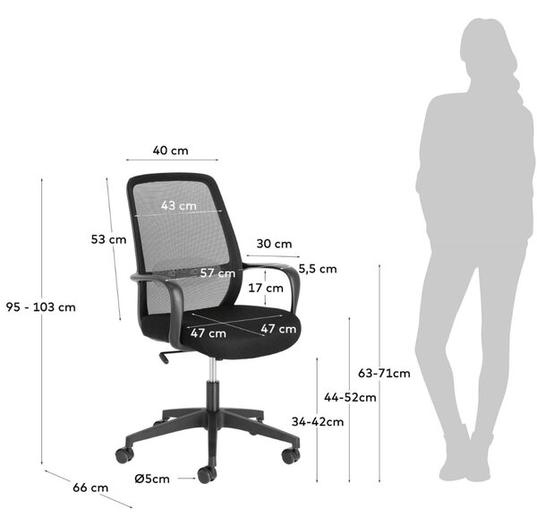 Kave Home Černá kancelářská židle Melva
