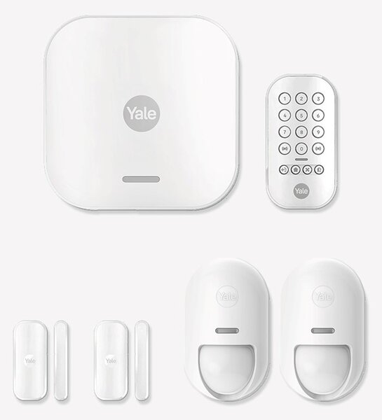 Startovací sada Yale Smart Alarm 7 položek - ústředna, klávesnice, dálkový ovladač, 2x pohybový senzor, 2x okenní/dveřní senzor