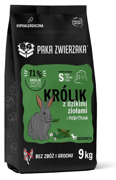 PZW PAKA ZWIERZAKA Puppy Rabbit with wild herbs S Mono - suché krmivo pro psy - 9kg