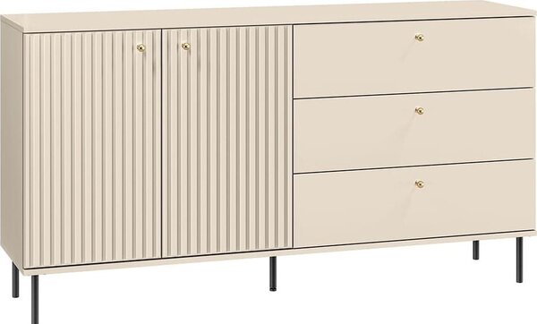 Komoda Sophie, rozměry 160x84,8x40 cm, s reliéfním vzorem, 2 dvířka, 3 zásuvky, vhodná do obývacího pokoje, barva: kašmír