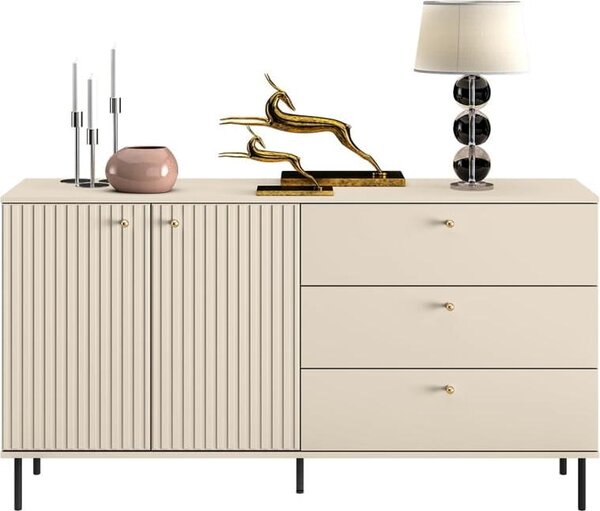 Komoda Sophie, rozměry 160x84,8x40 cm, s reliéfním vzorem, 2 dvířka, 3 zásuvky, vhodná do obývacího pokoje, barva: kašmír