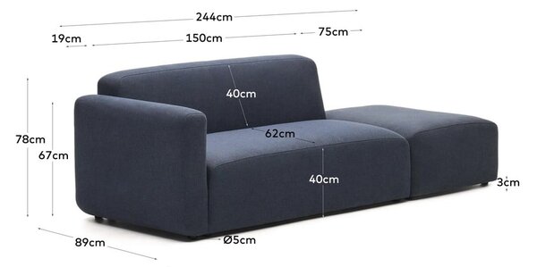 Tmavě modrá pohovka 244 cm Neom – Kave Home