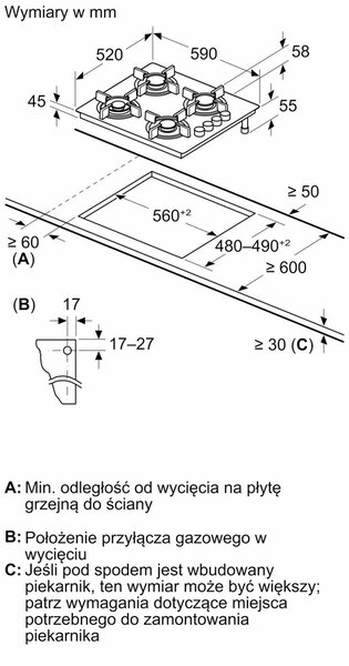 Plynová varná deska BOSCH POH6B6K30