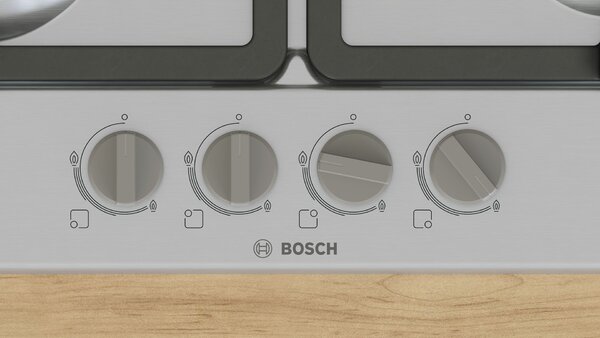 Bosch Serie 4 PGH6B5K90 varná deska Nerezová ocel Vestavěné 60 cm Plynový 4 zóna/zón