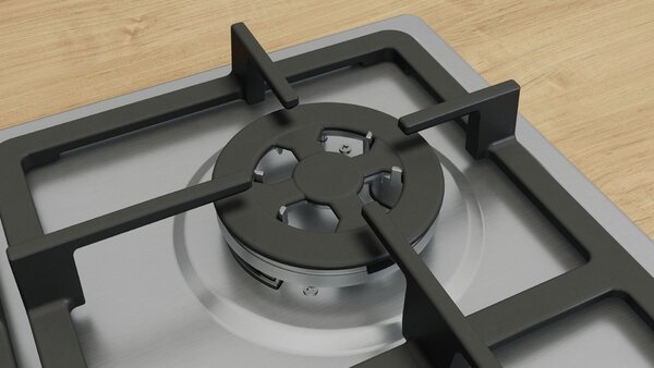 Bosch Serie 4 PGH6B5K90 varná deska Nerezová ocel Vestavěné 60 cm Plynový 4 zóna/zón