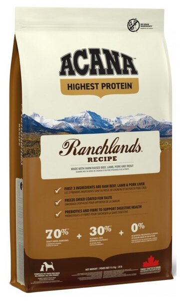 ACANA Highest Protein Ranchlands - suché krmivo pro psy - 11,4kg