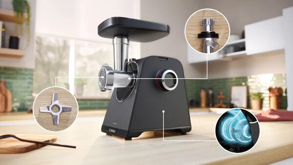 Bosch MFWS430B mlýnek na maso 1900 W Černá, Stříbrná