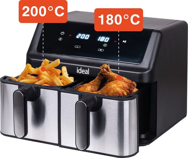 ELDOM IDEAL fritéza bez tuku, dvojitá horizontální 9l, 8 funkcí - včetně sušení potravin
