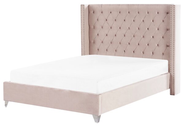 Sametová postel 160 x 200 cm růžová LUBBON