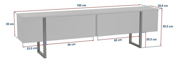 TV stolek v dekoru ořechu v tmavě přírodní barvě 180x50x30 cm Onera – Kalune Design