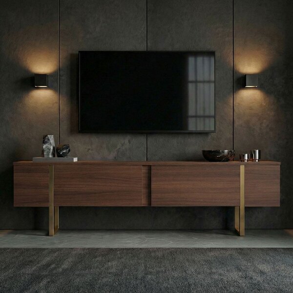 TV stolek v dekoru ořechu v tmavě přírodní barvě 180x50x30 cm Onera – Kalune Design