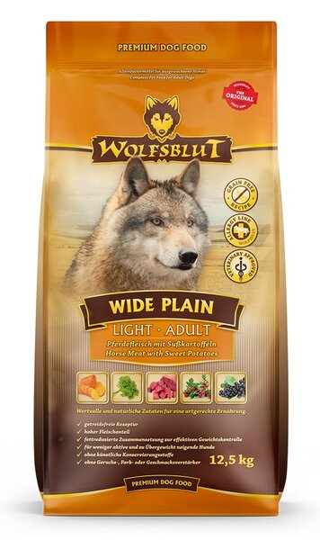 WBL WOLFSBLUT Wide Plain Light Horse with sweet potatoes Mono - suché krmivo pro psy - 12,5kg